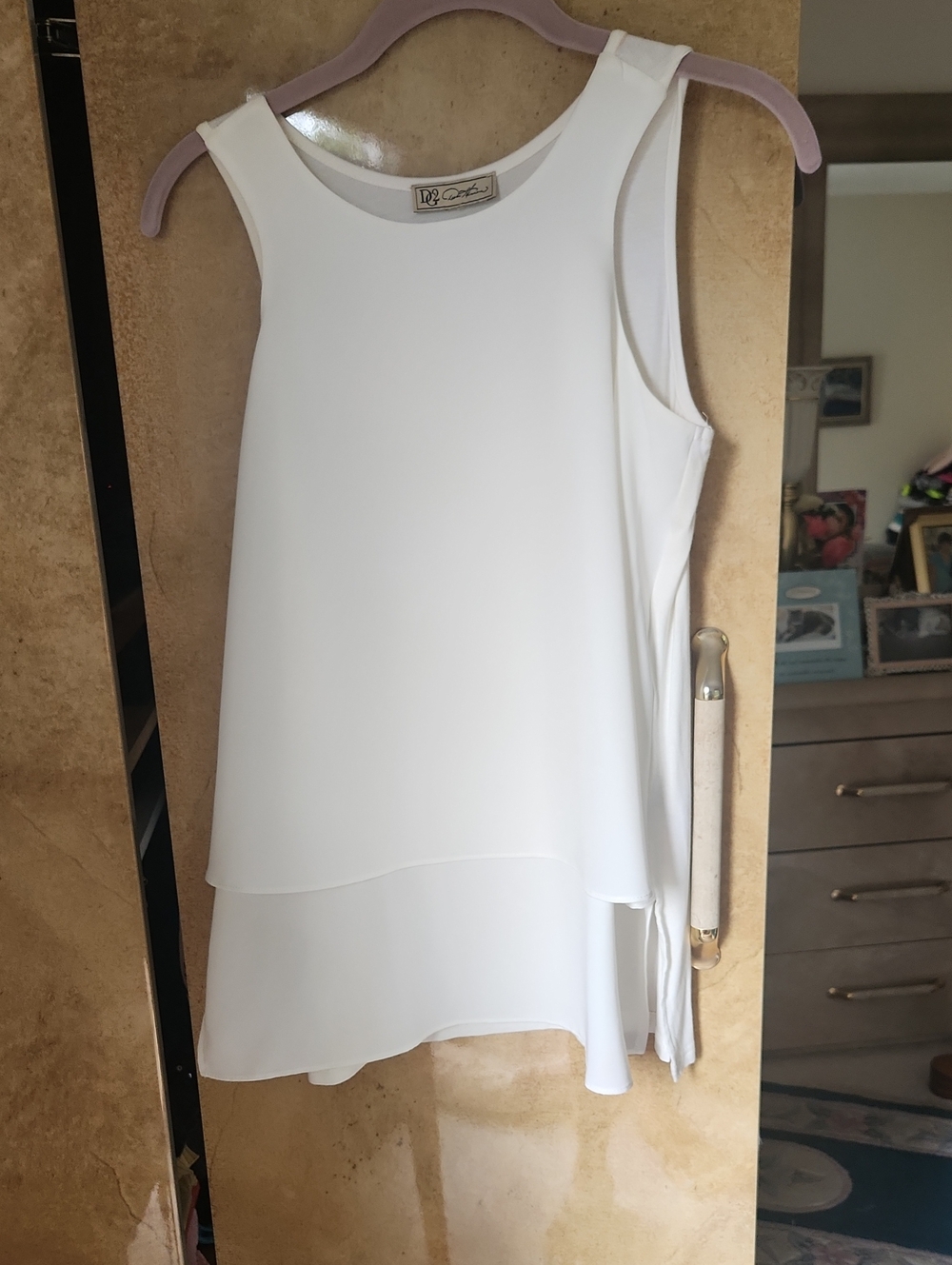 SALE!- DG2 by Diane Gilman White Layered Sleeveless Blouse